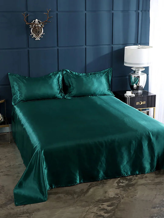 High End Rayon Queen Size Bed Sheet Set Luxury Solid Satin Silky Bedsheet Set High Quality Single Double Sheets No Pillowcase