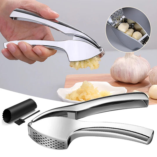 Garlic Press Manually Mashed Garlic Crusher Machine Handheld Ergonomic Grip Anti-Rust Cooking Ginger Crusher Kitchen Tools