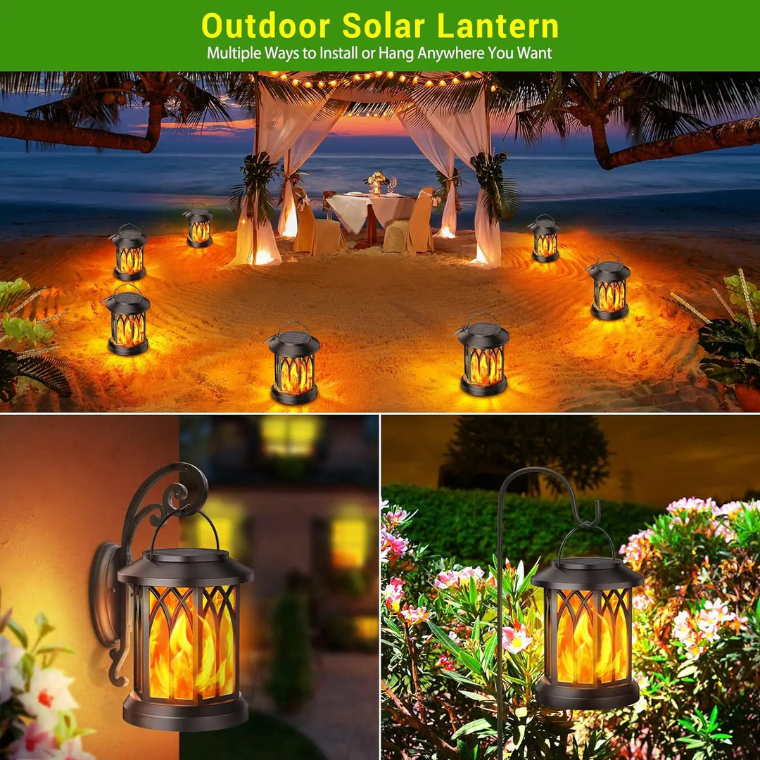 LED Solar Energy Simulation Flame Lamp with Clip Waterproof Outdoor Wall Lamp Garden Landscape Lamp Garden Christmas DecorationL