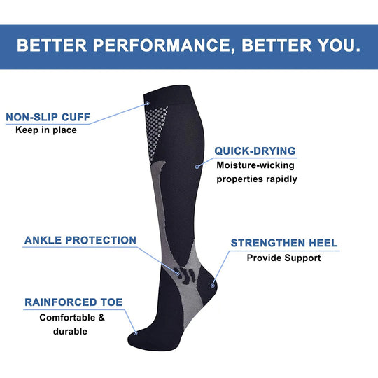 Compression Socks Travelers Socks Football Soccer Thigh Long Tube Unisex Outdoor Sports Nurses Stockings For Men Women