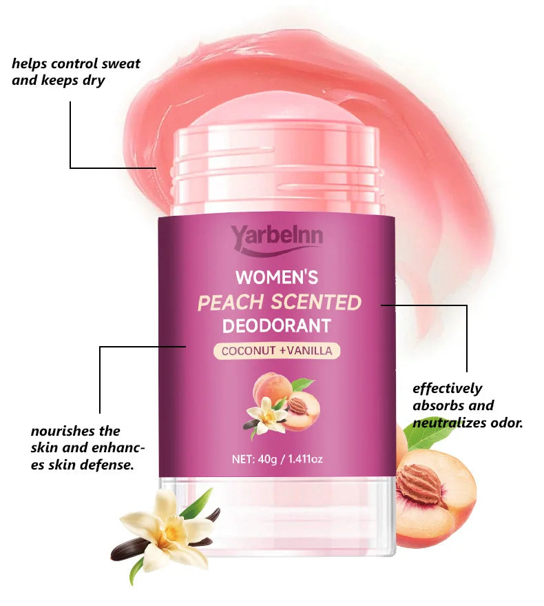 peach Deodorant set - 72H Freshness, Aluminum-Free, Sweet Scent for Women, School Safe for Sensitive Refreshing and non-greasy