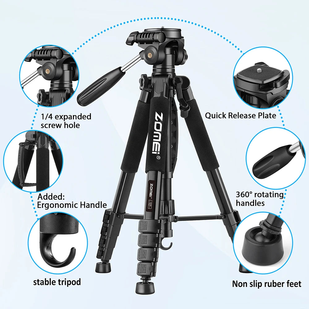 DSLR & Video Camera Stand with Phone Holder for Phones and Cameras