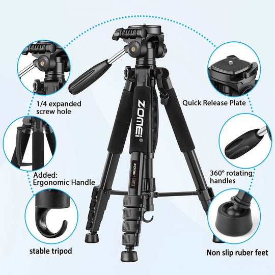 DSLR & Video Camera Stand with Phone Holder for Phones and Cameras