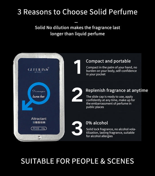 Woman Man Body Pheromone Perfume Solid Balm Long Lasting Fragrance Deodorant Portable Solid Perfume Cologne Fragrance 10g