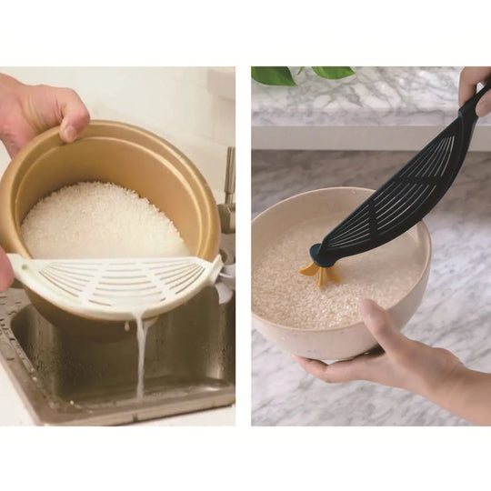 Plastic Crescent Pot Strainer with Silicone Handle