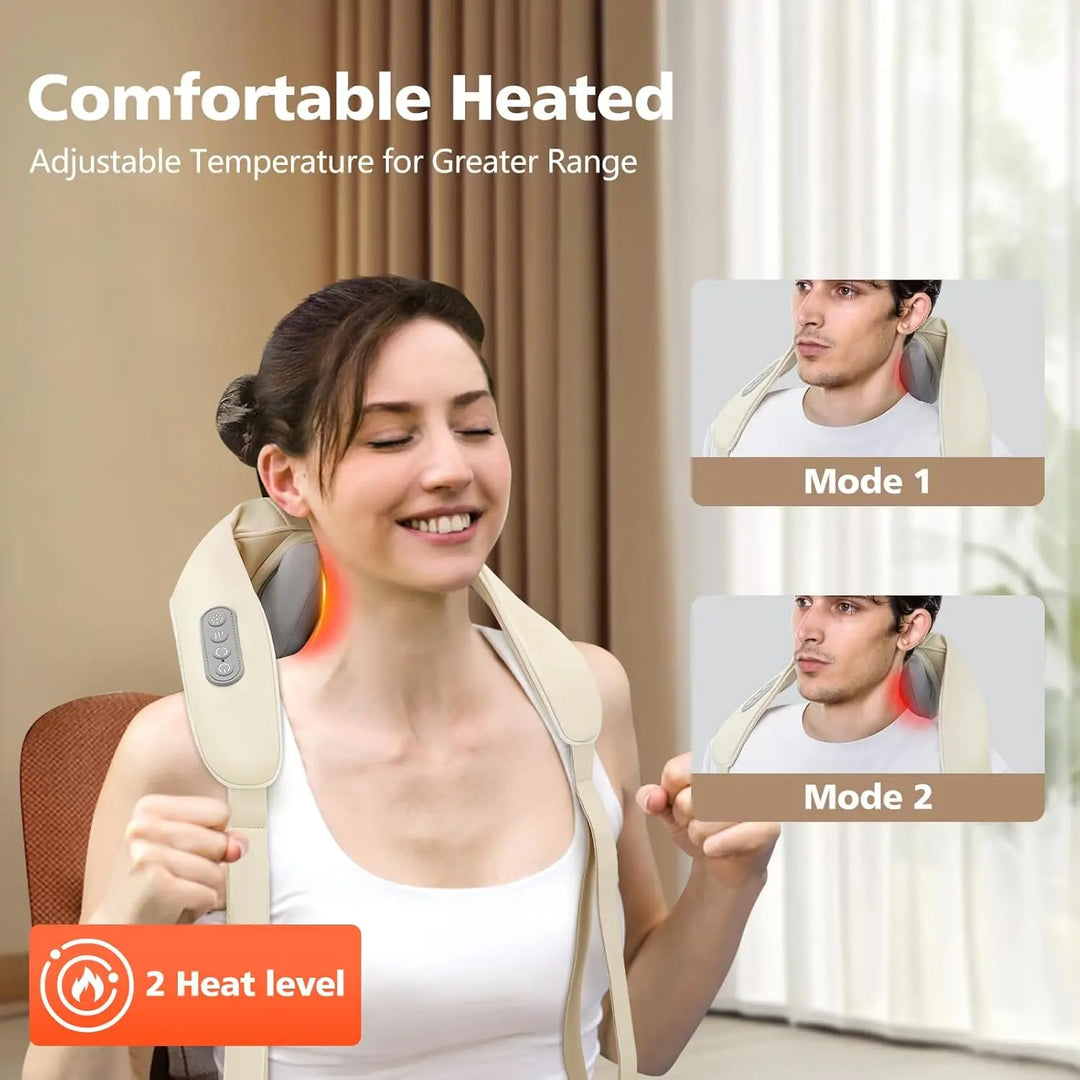 Neck Massager, Cordless Shiatsu Shoulder Back Massager with Soothing Heat, Electric Deep Tissue, for Neck,Waist, Traps, Back