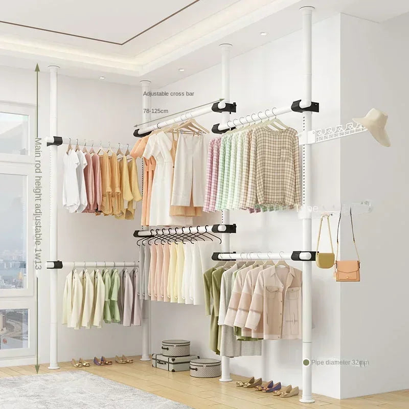Dressing Rooms Hanger Floor Clothes Racks Clothing Shoe Floor Bedroom Garment Rack Rail Free Standing Percheros Furniture