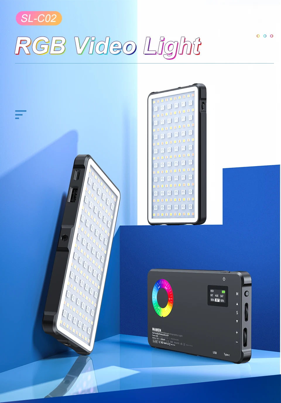 MAMEN 70° Spotlight RGB Video Light