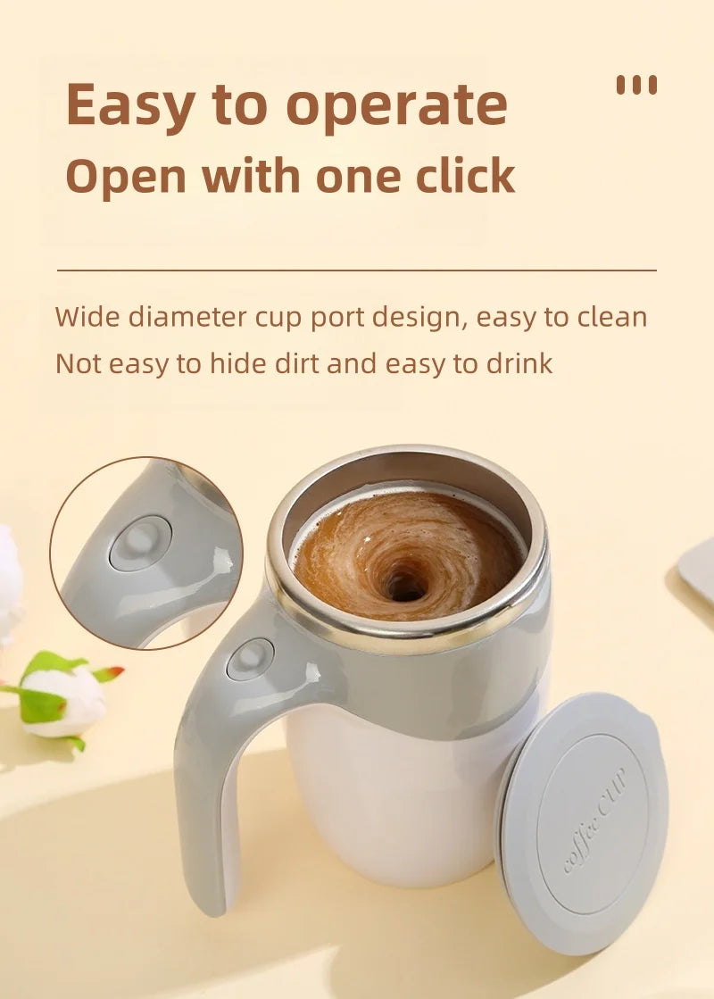 Automatic Mixing Cup 380ml Portable Rechargeable Electric Stirring Stainless Steel Magnetic Rotating Blender Stirring Cup