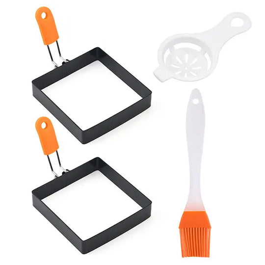 3/4pcs Square Ring for Frying Egg 4Inch Pancake Cooking Rings Omelet Maker Non Stick Stainless Steel Fried Egg Ring Pancake Mold