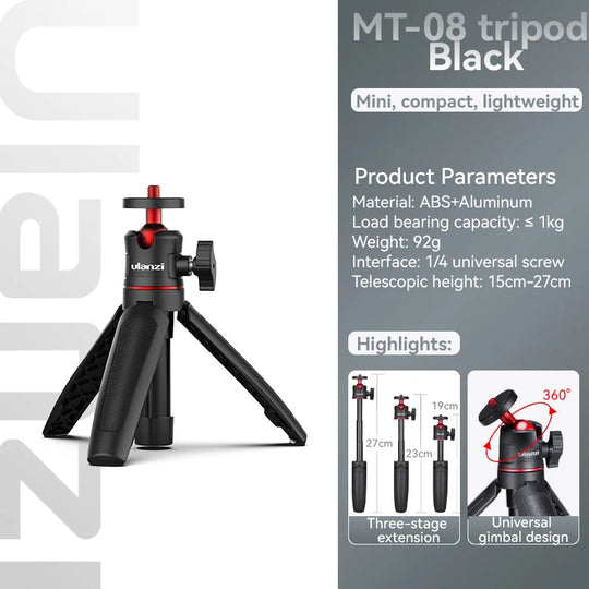 White Foldable Tripod & Monopod Mount for DSLR, Android, iPhone, Smartphone (1/4'' Thread)