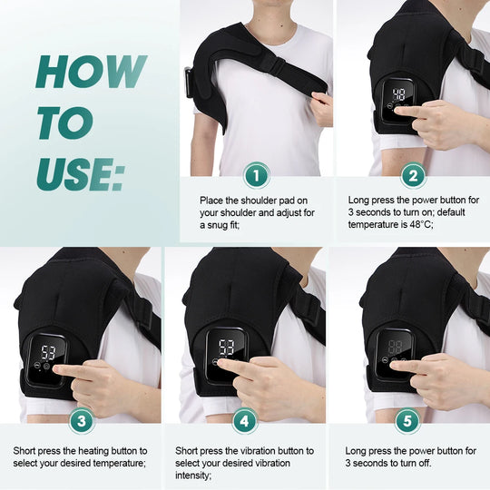 Electric Heating Shoulder Knee Massager with 3 Levels Vibration Muscle Relax Belt for Arm Enlarge Size for Shoulder