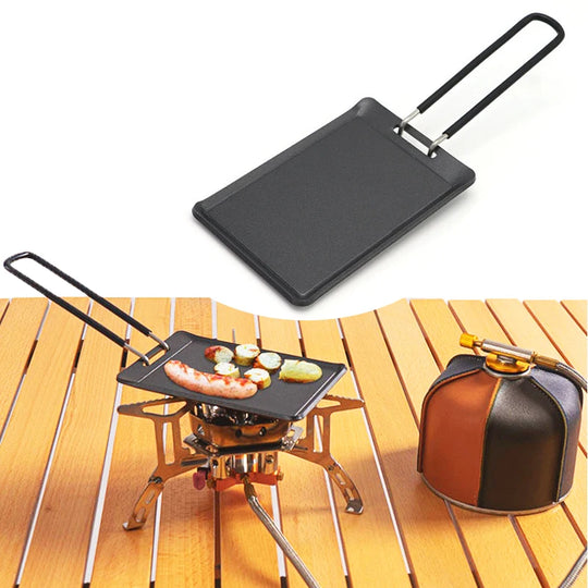 Small Camping Frying Pan Outdoor Mini Portable Grill Pan BBQ Baking Dish Pan Travel Hiking Picnic Camping Cookware Barbecue Tool