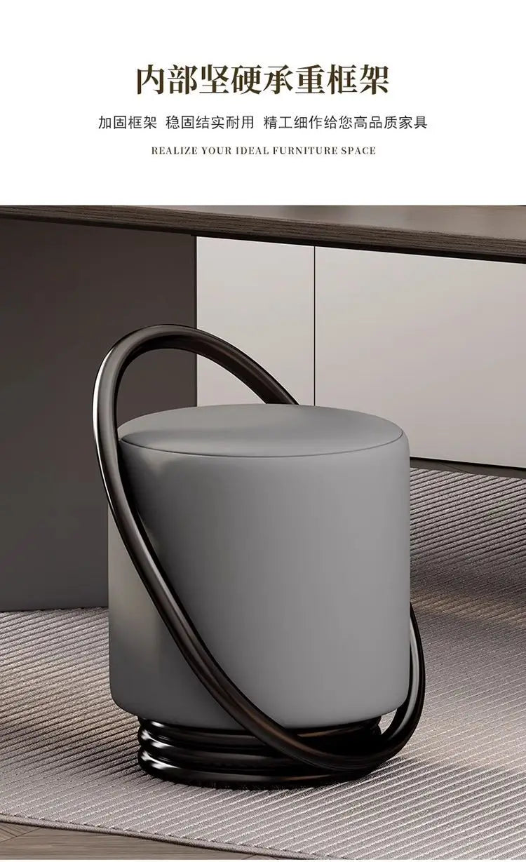 Dressing Table, Stool, Home Living Room Coffee Table, Simple Bedroom Makeup Sofa, Nordic Modern Light Luxury Round Dressing