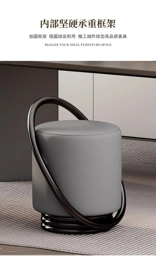 Dressing Table, Stool, Home Living Room Coffee Table, Simple Bedroom Makeup Sofa, Nordic Modern Light Luxury Round Dressing