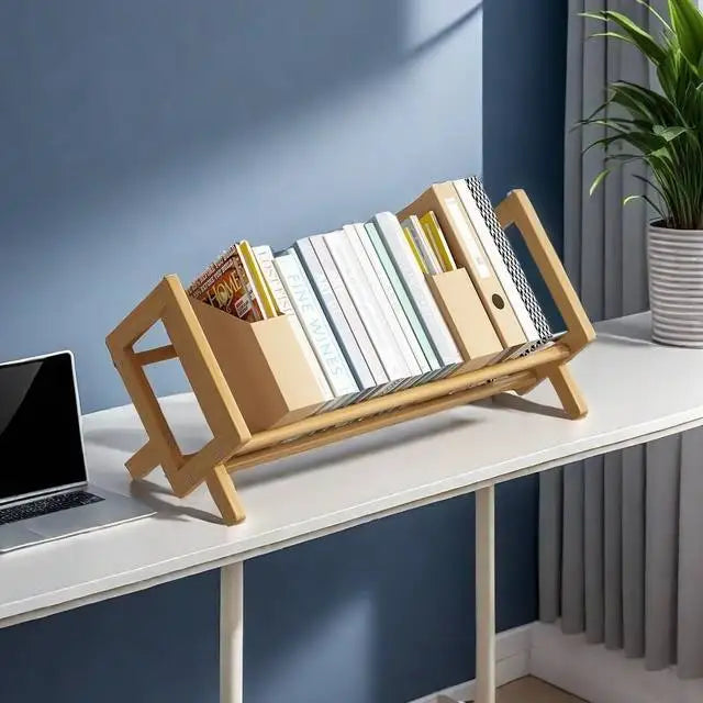 Simple Bookshelf Small Wood Bookshelf Student Desk Table Bookshelf Mini Wood Shelf Home Office Bookcase Wooden Shelves