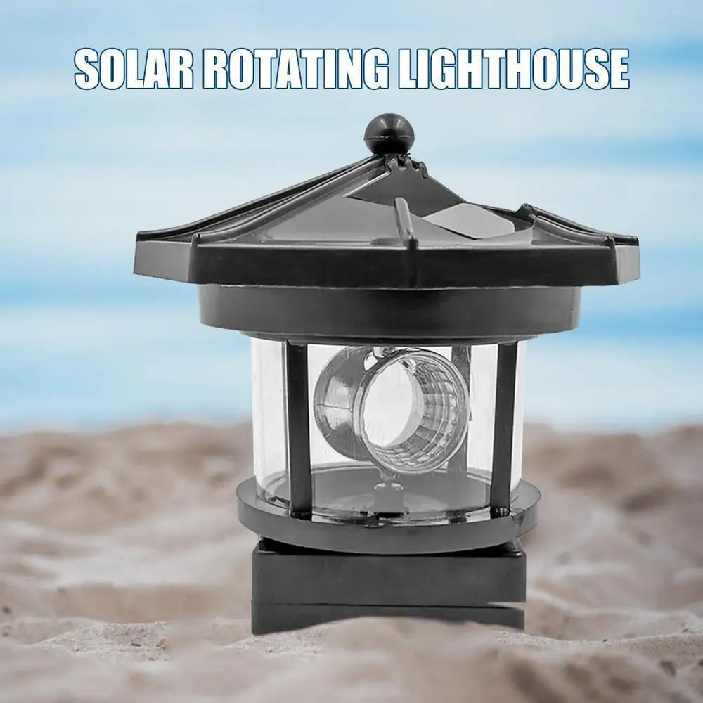 Lighthouse Solar LED Light Practical Durable Multi-functional Classic Fence Decor Smart Sensor Beacon Rotating Beam Lamp