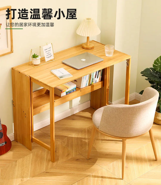 Folding Desk Computer Table Office Desk Student Home Small Desktop Solid Wood Bedroom Bedside Writing Workstation