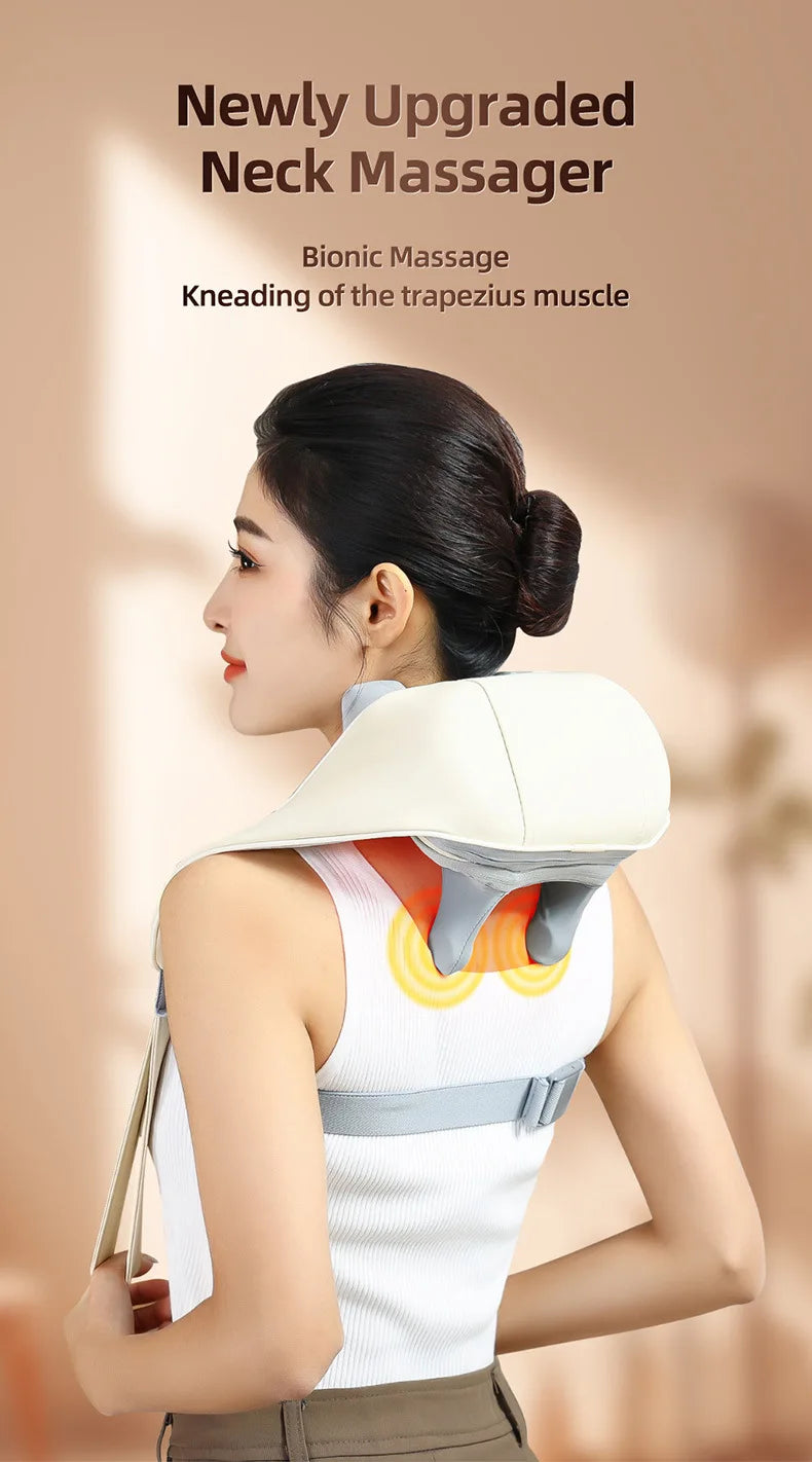 Neck Massager, Cordless Shiatsu Shoulder Back Massager with Soothing Heat, Electric Deep Tissue, for Neck,Waist, Traps, Back