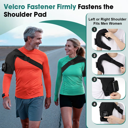 Electric Heating Shoulder Knee Massager with 3 Levels Vibration Muscle Relax Belt for Arm Enlarge Size for Shoulder