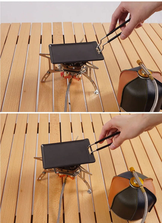 Small Camping Frying Pan Outdoor Mini Portable Grill Pan BBQ Baking Dish Pan Travel Hiking Picnic Camping Cookware Barbecue Tool
