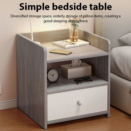 Bedroom Bedside Table with Drawer Storage Nightstand Living Room Sideboard Furniture Multi-Layer Storage Cabinet Small Desk