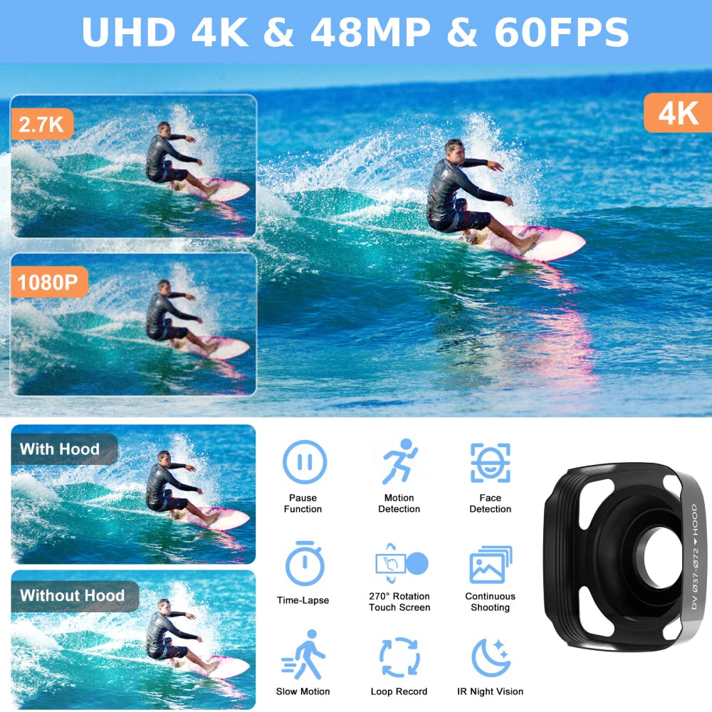 4K Video Camera Camcorder 48MP UHD WiFi IR Night Vision Vlogging Camera for YouTube 16X Digital Zoom Touch Screen Camera
