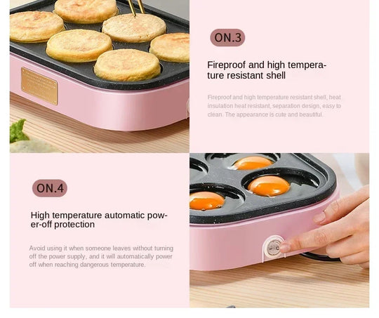 Fried egg burger machine non-stick flat bottom household frying pan breakfast pancake pancake pan small four-hole fried artifact