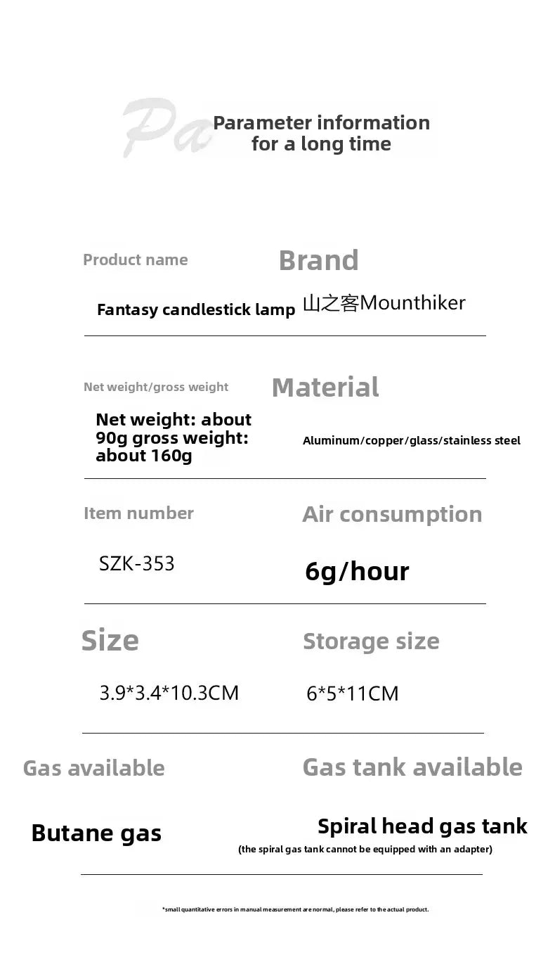 MOUNTAINHIKER Dreamlike Candlelight Lamp Tent Lighting Equipment Camping Lamp Windproof Gas Candle Lamp Outdoor Camping Lights