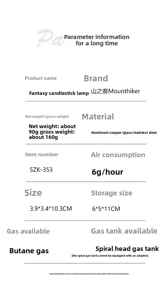 MOUNTAINHIKER Dreamlike Candlelight Lamp Tent Lighting Equipment Camping Lamp Windproof Gas Candle Lamp Outdoor Camping Lights