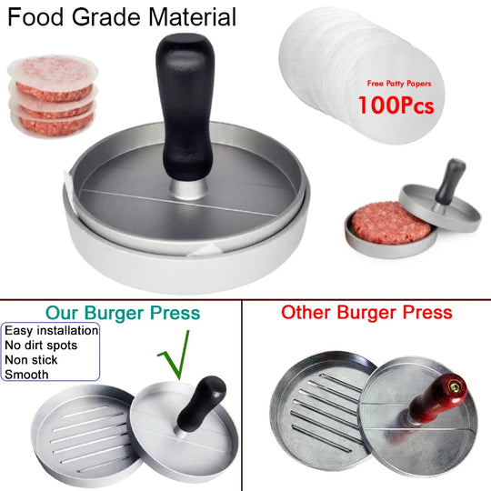 Burger Press Patty Maker Aluminium Hamburger Mold Non-Stick