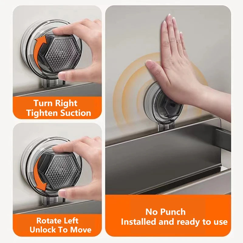 Suction Cup Kitchen Shelf Aluminum Spice Storage Rack Wall Mounted Seasoning Organizer No Drilling Kitchen Organizer Wall Shelf