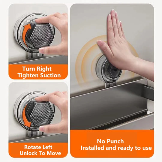 Suction Cup Kitchen Shelf Aluminum Spice Storage Rack Wall Mounted Seasoning Organizer No Drilling Kitchen Organizer Wall Shelf