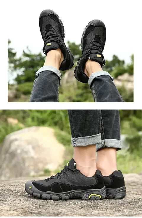 NMen's Outdoor Hiking Shoes Anti Slip Thick Soled Hiking Shoes Comfortable and Durable Walking Boots, Gray Exercise Shoes Tennis
