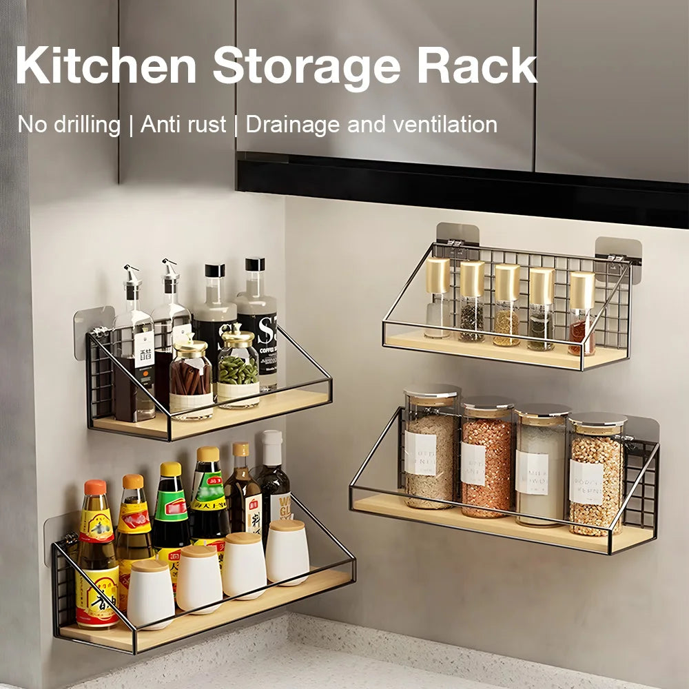 No-Drill Wall-Mounted Kitchen Spice Rack
