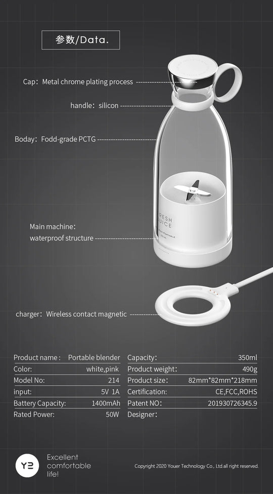 Portable Electric Juicer Blender Usb Mini Fruit Mixers Juicers Fruit Extractors Food Milkshake Multifunction Juice Maker Machine