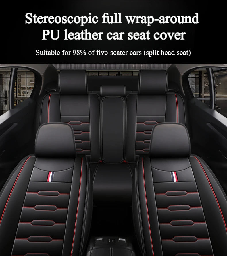 5-Seater Universal Luxury PU Leather Car Seat Covers