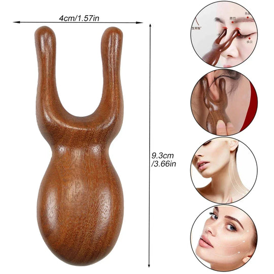 Natural Sandalwood Gua Sha Massager and Facial Combs Set for Face and Scalp Care - Jscomfortzstore