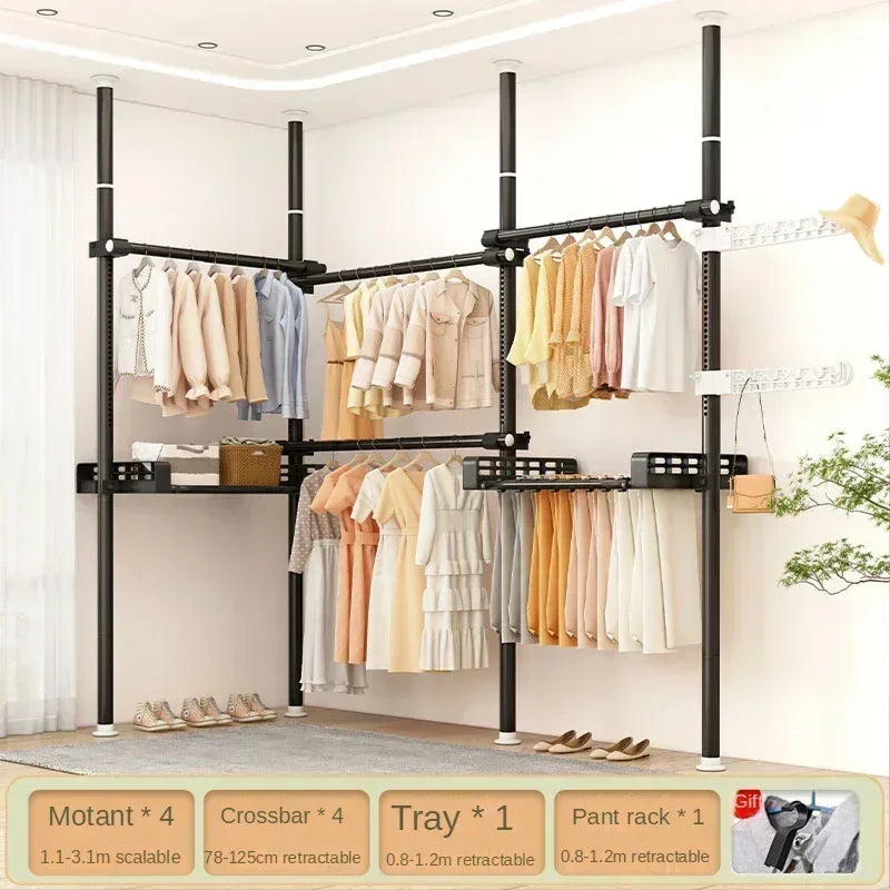Dressing Rooms Hanger Floor Clothes Racks Clothing Shoe Floor Bedroom Garment Rack Rail Free Standing Percheros Furniture