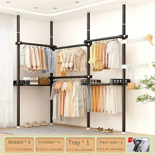 Dressing Rooms Hanger Floor Clothes Racks Clothing Shoe Floor Bedroom Garment Rack Rail Free Standing Percheros Furniture