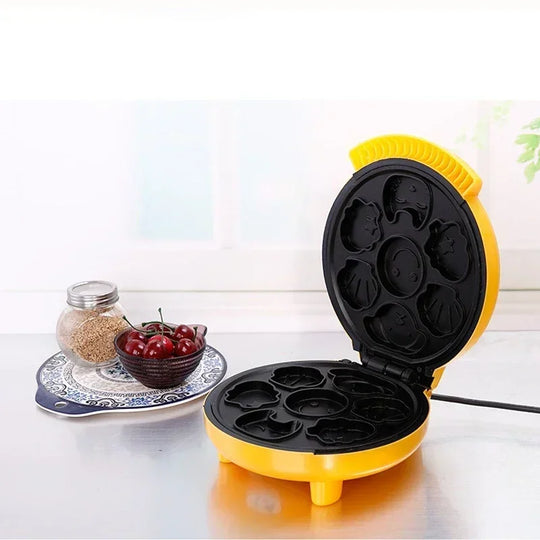 220V Household automatic cake machine Cartoon mini children's bread machine double-sided heating baking breakfast machine EU US