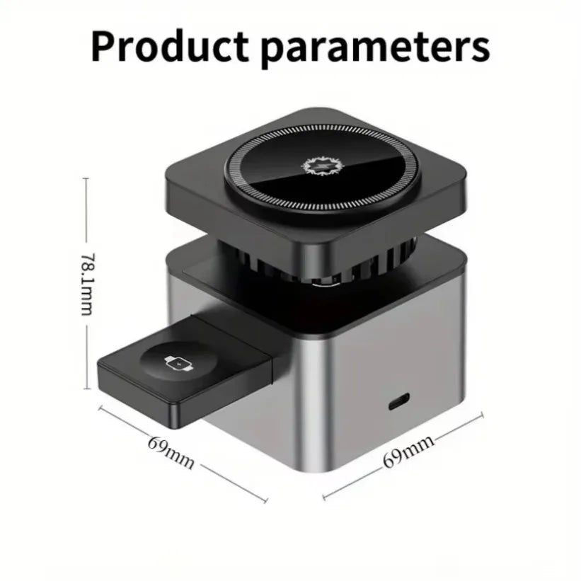 3 in 1 Wireless Charger Foldable Fast Charging Station Wireless Ice-Cooling Charger For iPhone 16 15 14 13 iWatch 9 8 7 Airpods