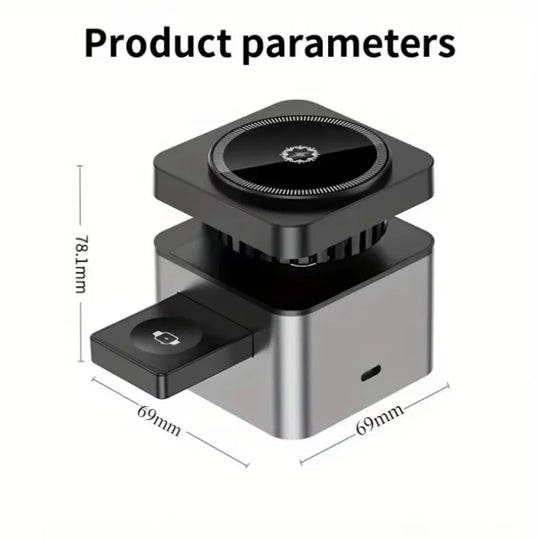 3 in 1 Wireless Charger Foldable Fast Charging Station Wireless Ice-Cooling Charger For iPhone 16 15 14 13 iWatch 9 8 7 Airpods