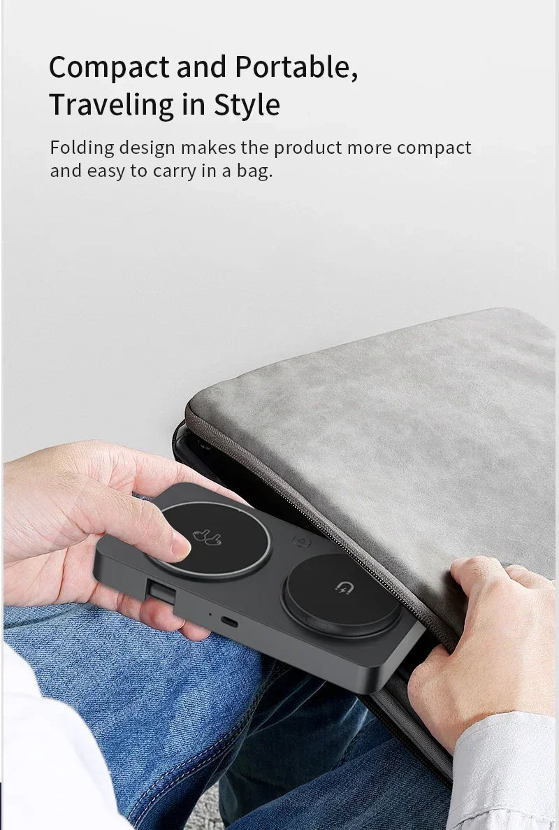 3 in 1 Magnetic Wireless Charger Foldable Phone Stand Fast Charging Station For iPhone 16 15 14 Pro Max iWatch 10 9 Airpods Pro2
