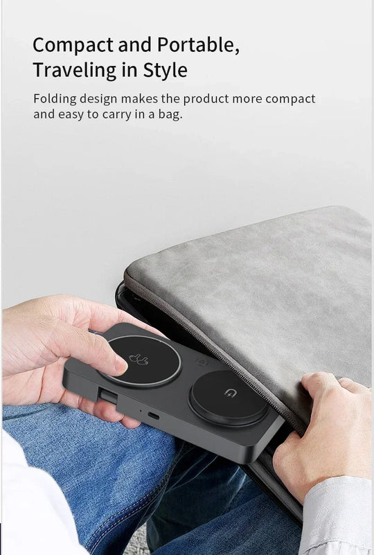 3 in 1 Magnetic Wireless Charger Foldable Phone Stand Fast Charging Station For iPhone 16 15 14 Pro Max iWatch 10 9 Airpods Pro2