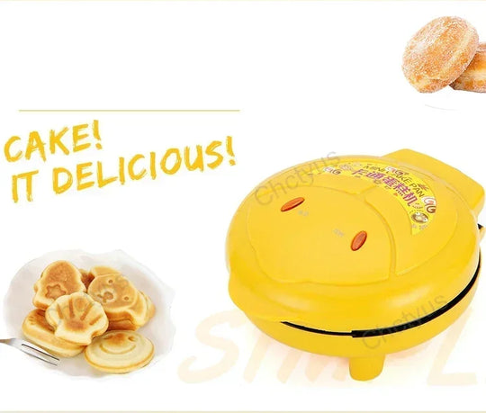 220V Household automatic cake machine Cartoon mini children's bread machine double-sided heating baking breakfast machine EU US