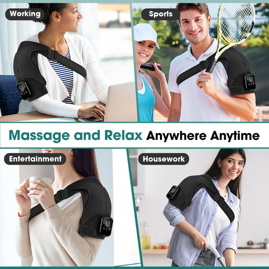 Electric Heating Shoulder Knee Massager with 3 Levels Vibration Muscle Relax Belt for Arm Enlarge Size for Shoulder