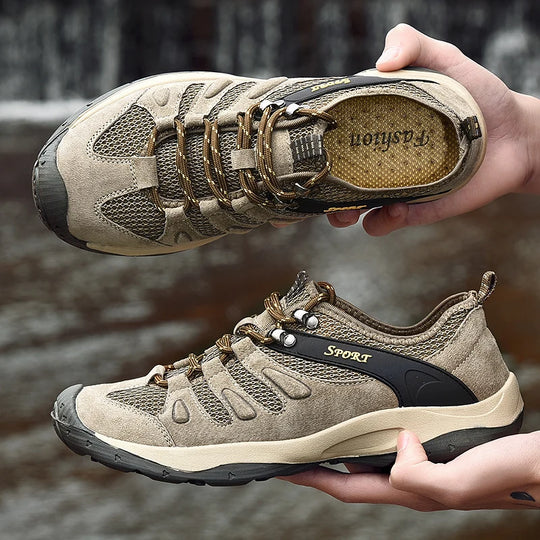 New Low-Top Lace-Up Hiking Shoes for Men Outdoor Hiking Shoes Travel Casual Shoes Breathable Treking Footwear Non-Slip Sneakers
