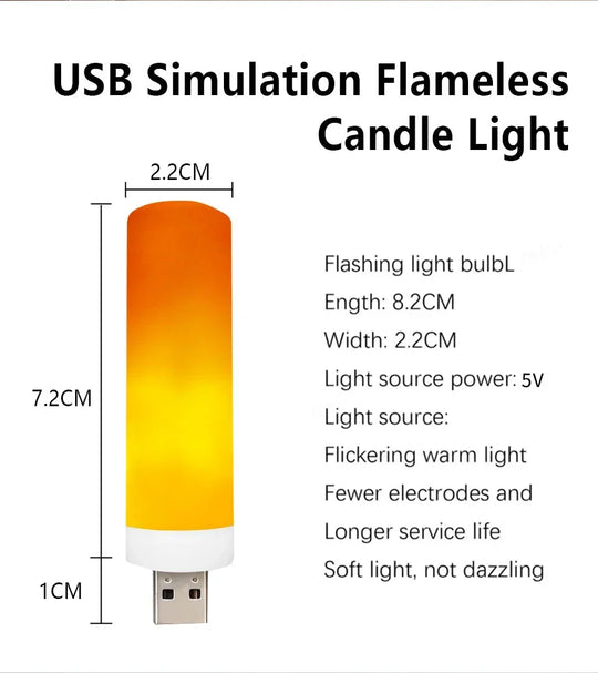 USB LED Night Lamp Simulated Flame Bulbs Night Light Flame Light Effect Bulbs Candle Lights Flickering Flameless Candles Decor