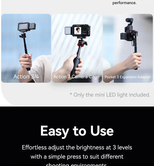 Ulanzi LM18 Led Video Fill Light IPX5 Waterproof  Magnetic 5600K for DJI Osmo Action 5/4/3 & Pocket 3 Action Camera Accessories
